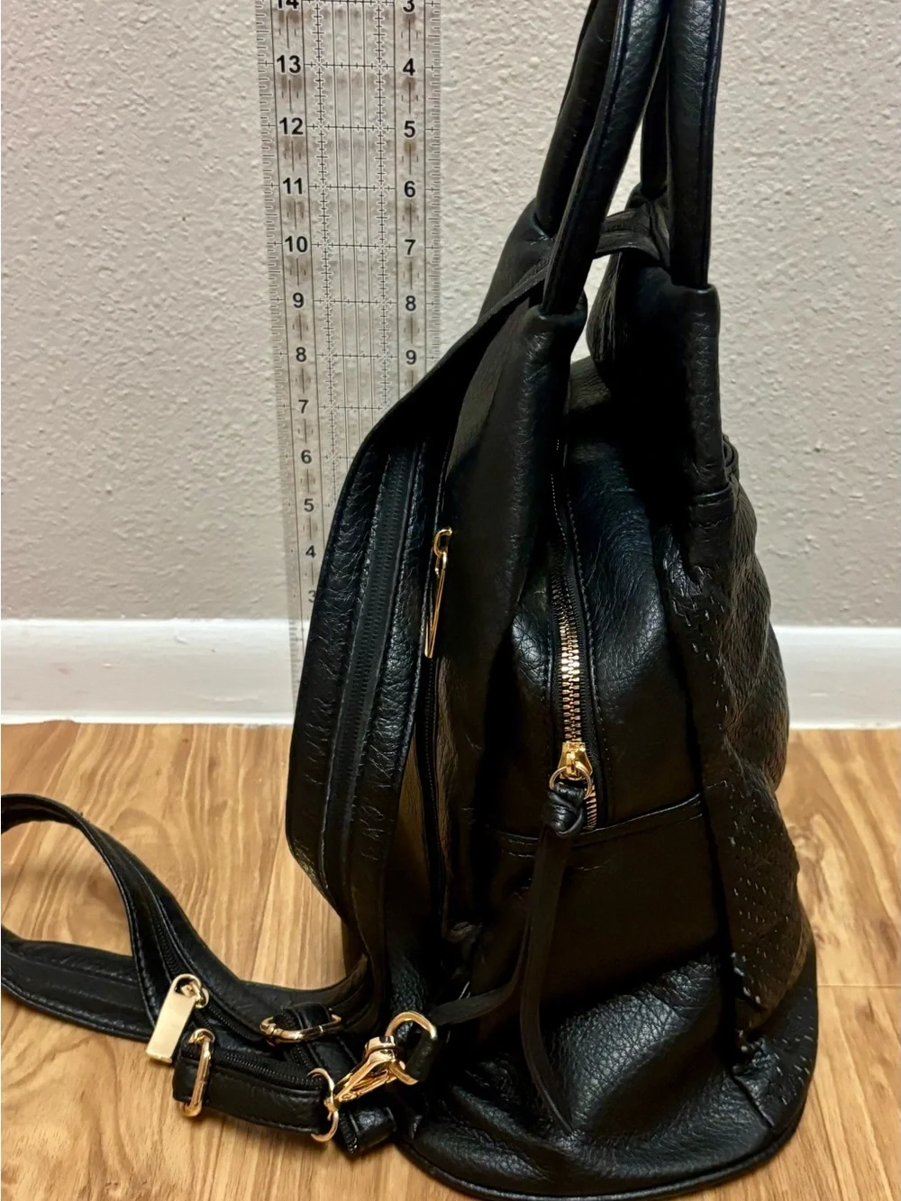 Black Women's Leather Backpack Purse